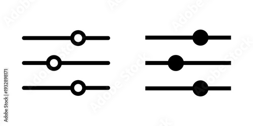 User interface control icons for settings, adjustments, and filtering options