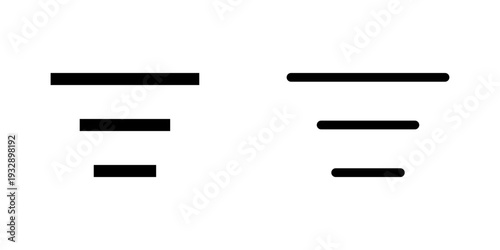 Vector icon set featuring horizontal lines for menu, filter, or list functions