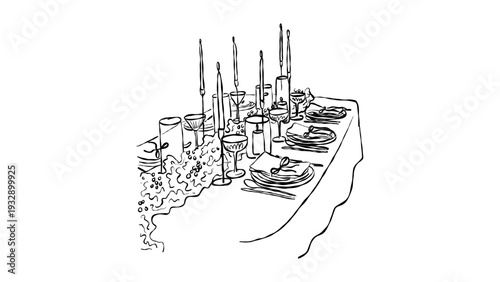 Elegant dining table setting with candelabras and fine china