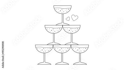 Elegant champagne tower illustration for wedding celebrations