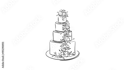 Elegant multi-tiered wedding cake with floral decorations
