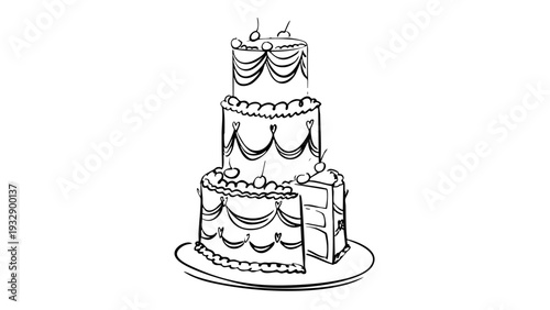 Elegant multi-tiered cake with decorative frosting and candles