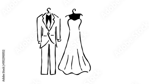 Elegant wedding attire illustration for luxury marriage concept