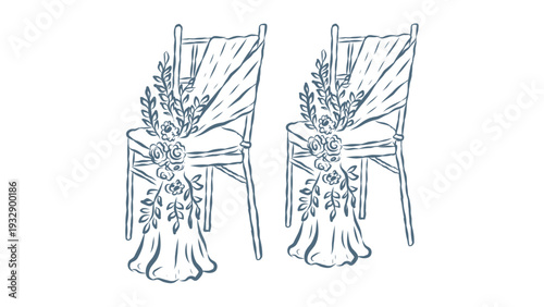 Elegant chairs with floral decorations for wedding or event