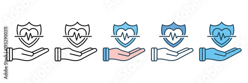 Health insurance icon element for design, modern shield with cross and medical emblem vector illustration, clean editable icon for insurance platform