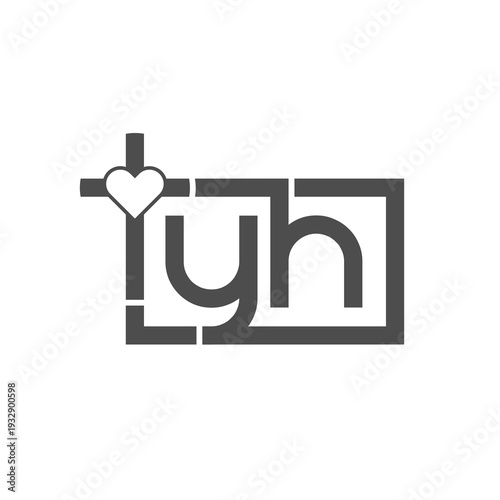 Letter yh Christian cross logo icon isolated on white background