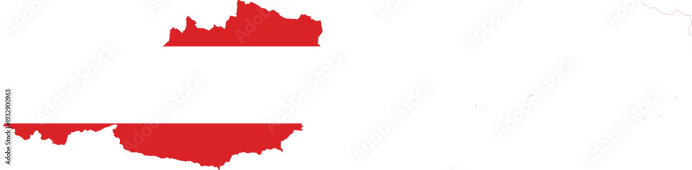 Fototapeta premium Outline map of Austria filled with the national flag colors red and white on a white background isolated Keywords: Austria, map, outline, flag, national