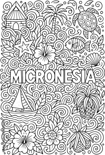 Micronesia hand drawn vector illustration doodle art line art coloring page for kids