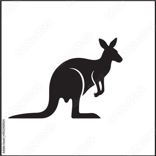 Kangaroo Black Silhouette Vector Side Profile View Standing Australian Wildlife Marsupial Animal Graphic Art Design Icon Isolated White Background EPS