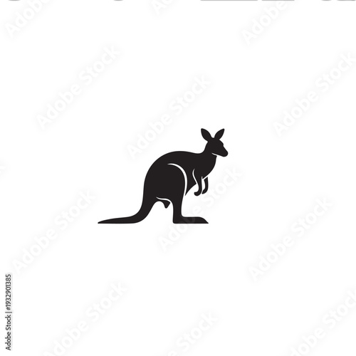 Small Black Kangaroo Silhouette Vector Crouching Low Pose Australian Wildlife Marsupial Animal Graphic Design Icon Isolated White Background EPS Simple Art
