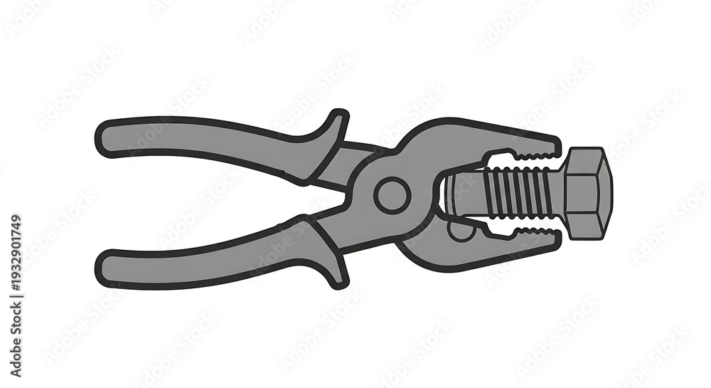 Obraz premium Gray Pliers Tool on White Background.