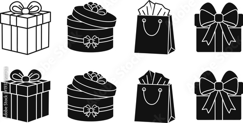 Icon bundle gift box bag and present icons for various uses