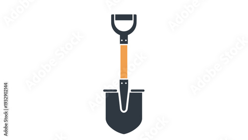 Classic hand shovel icon with a wooden handle and black metal blade, used for gardening, landscaping, and various outdoor digging tasks.