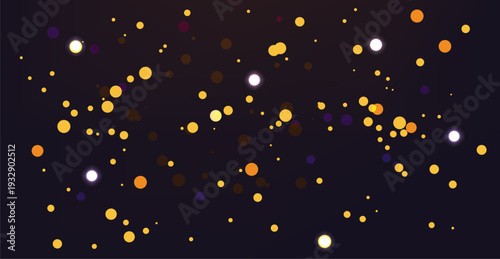 Abstract glowing golden bokeh particles on dark background with festive sparkle light effect luxury celebration backdrop design