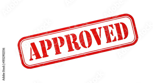 Red approved stamp on transparent background with bold letters