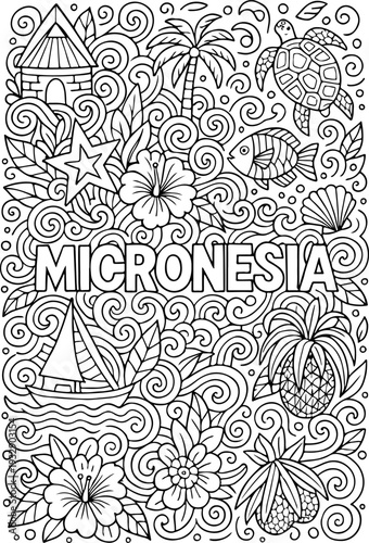 Micronesia hand drawn vector illustration doodle art line art coloring page for kids