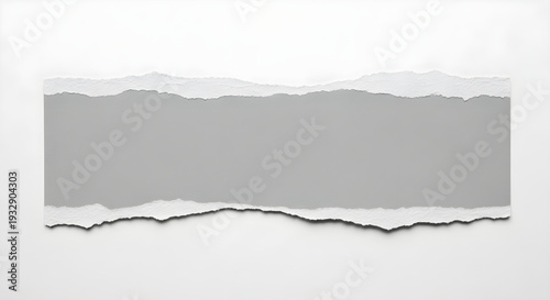Torn paper edge with blank gray rectangular background and white frame