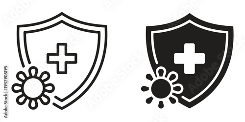 Immunity icon concept, logo symbol for web and mobile, pixel perfect vector illustration representing health protection, shield and  clean scalable design