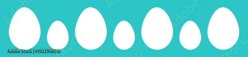 White Easter eggs blue border. Vector illustration.