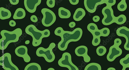 Abstract Organic Shapes Seamless Pattern Green Background.