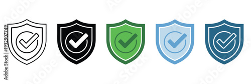 Insurance icon element for design, shield and document vector illustration representing safety and risk protection, clean editable icon for web