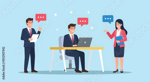 Business meeting with colleagues discussing ideas and projects.