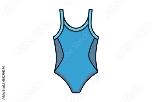 Stylish blue one-piece swimsuit with dark accents showcasing chic swimwear design for summer beach and pool fashion