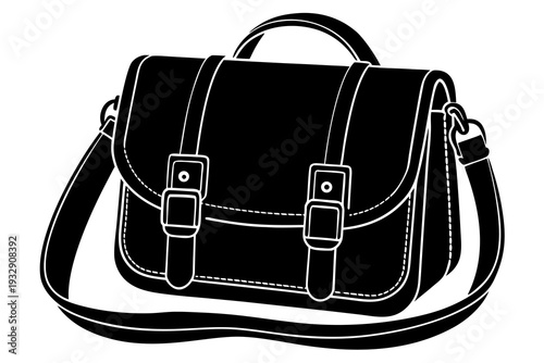 Elegant black satchel bag with double buckles and adjustable shoulder strap for stylish and functional everyday use