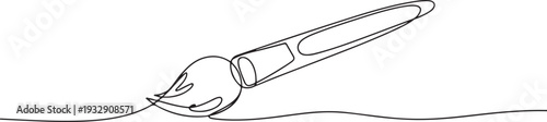 paint brush continuous one line drawing, Paintbrush continuous line art paintbrush, brush, painting, art tool, artist, creative, design, craft, hobby, artwork, bristle, handle, continuous line, 