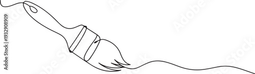 paint brush continuous one line drawing, Paintbrush continuous line art paintbrush, brush, painting, art tool, artist, creative, design, craft, hobby, artwork, bristle, handle, continuous line, 