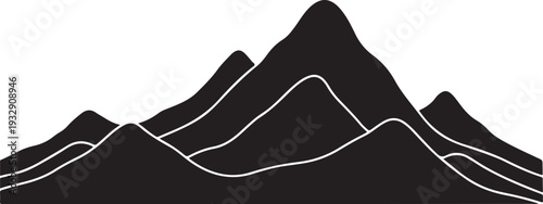 Modern Scandinavian mountain wall art design featuring minimalist Nordic landscape peaks in a clean geometric style