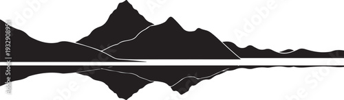 Modern Scandinavian mountain wall art design featuring minimalist Nordic landscape peaks in a clean geometric style