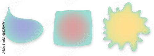 パステルグラデーションの有機的ブロブ＆スプラッシュ形状セット｜やわらかいぼかし表現の抽象デザインパーツ素材