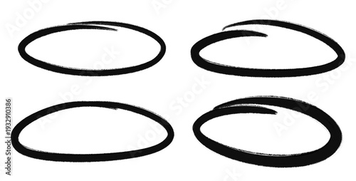 Freehand Circle and Oval Marker Highlight Isolated Elements Set