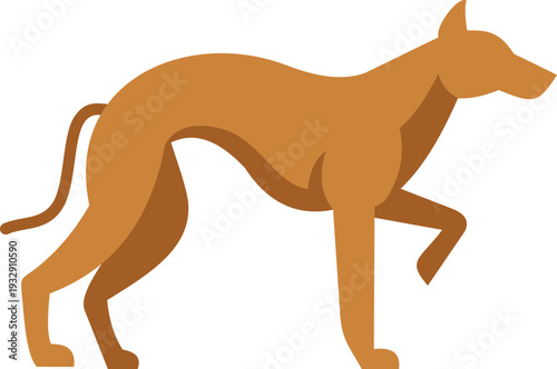 Hound dog standing alert, with one paw raised, an animal icon