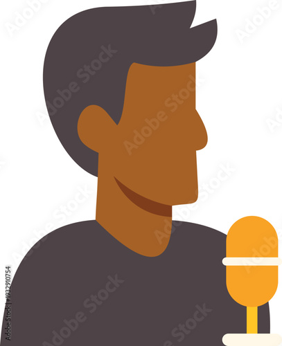 Man presenting or recording audio content for a broadcast