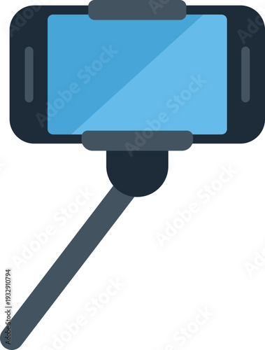 Smartphone attached to a monopod creating a visual for mobile photography