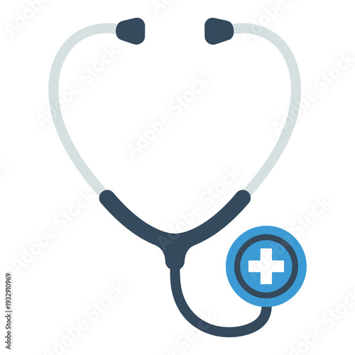 Stethoscope with medical cross symbol on transparent background for health concepts icon