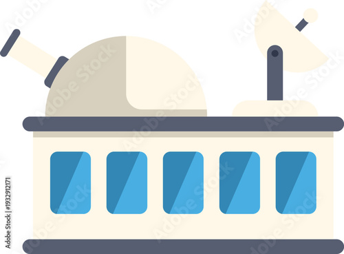 Observatory building featuring a telescope and satellite dish for astronomy research and communication