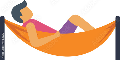 Person relaxing in an orange hammock, concept of rest and leisure