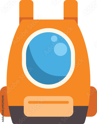 Orange pet carrier backpack on a white background, featuring a transparent bubble window