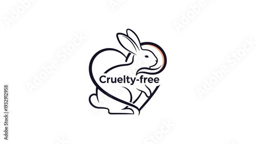 Cruelty-free logo featuring a stylized white rabbit and a heart shape representing ethical products and animal rights advocacy in manufacturing.
