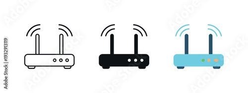 Connecting devices illustrated by a router symbol with upward antennas and emission arcs conveying active internet connectivity —
