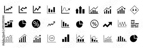 Increase and Decrease icon set. Business growth and fall graph symbol. Vector illustration.