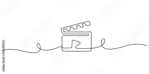 Continuous line drawing of a movie clapperboard, single line drawing of a clapboard or film slate vector illustration
