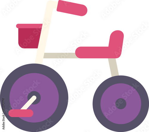 Kids riding toy with pedals and a front basket