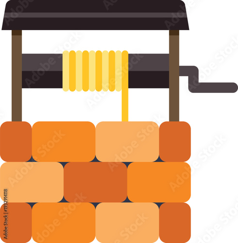Water well structure extracting resources, an icon representing traditional and rural life