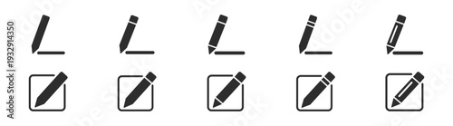 Marker highlighter pen icon variations in black solid and outline style vector illustration isolated on transparent background