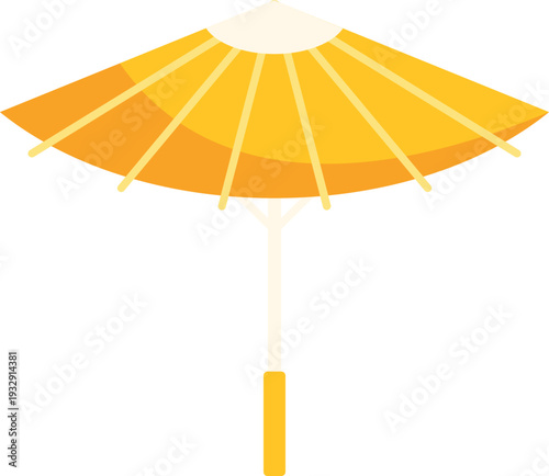 Yellow beach umbrella providing shade and sun protection during summer holidays