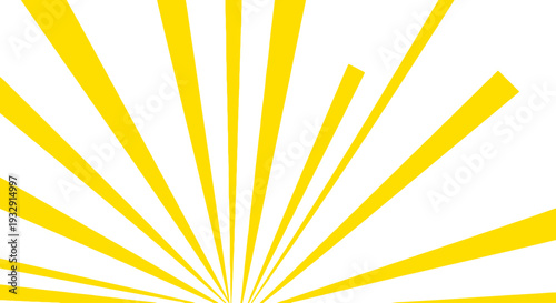 Vibrant yellow sunburst background with radial lines spreading outwards.
